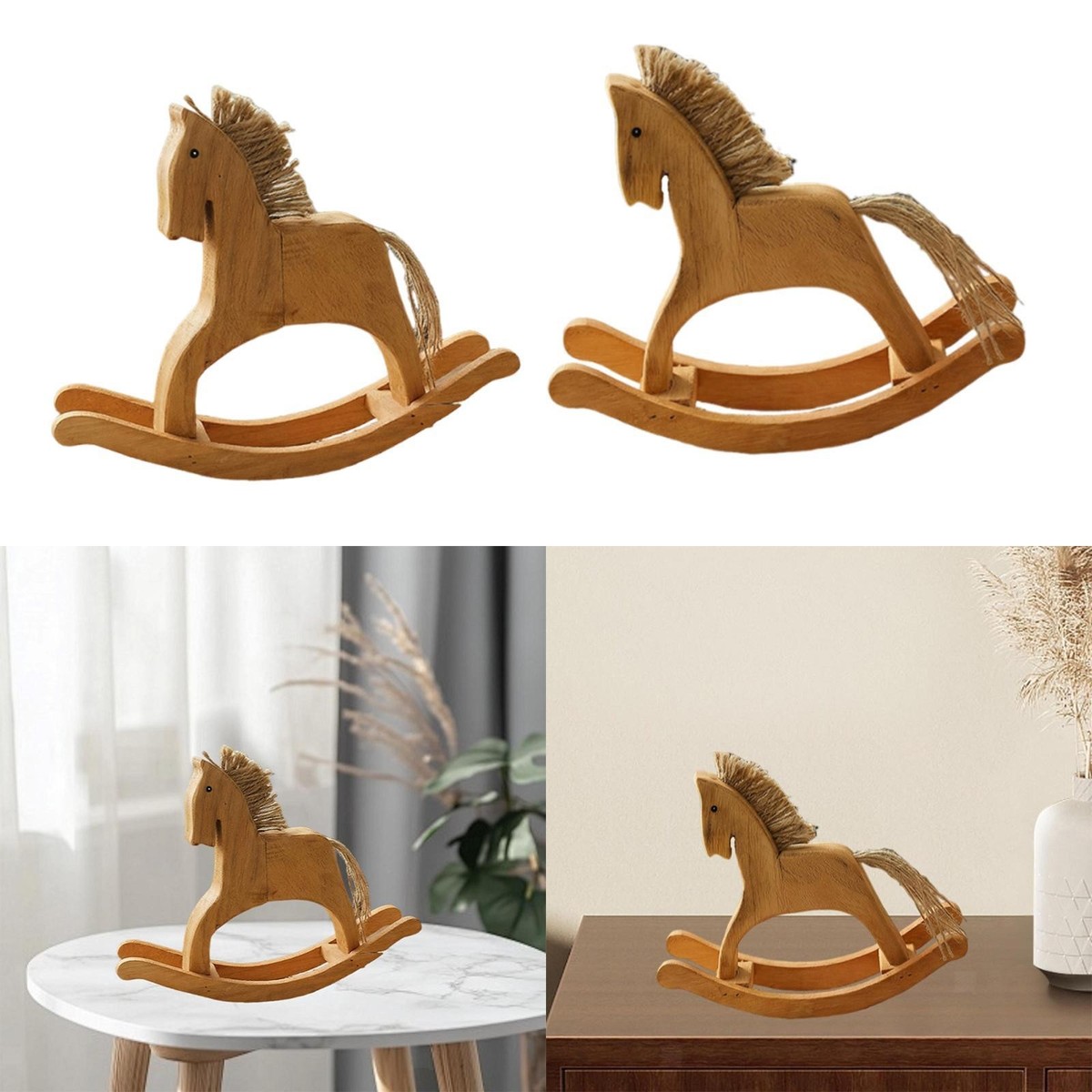 Wooden Horse Figurine Rocking Horse Statue Nordic Souvenir