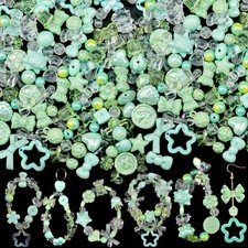 ABONDEVER 245-300Pcs Assorted Acrylic Beads for Bracelets Making Small, Green