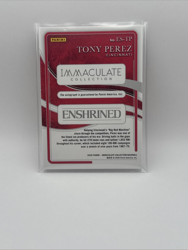 2026 Panini Immaculate Collection Enshrined Tony Perez 13/35 Auto Blue ...