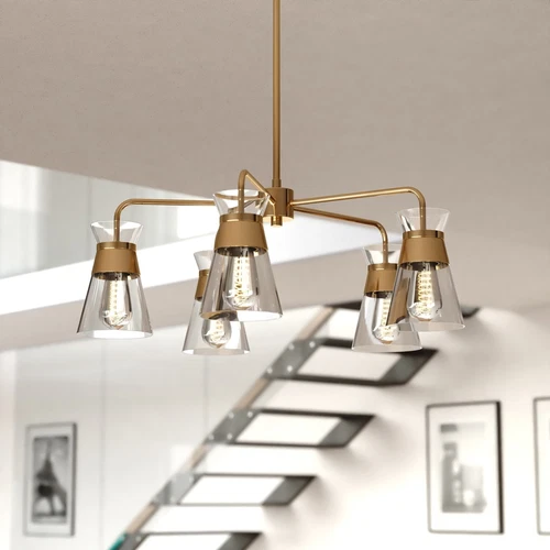 Harper 27-in. W 5 Light Chandelier Natural Brass - Picture 5 of 6