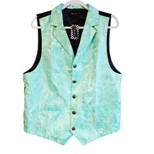 DiBanGu Mens Paisley Waistcoat Vest Mint Green Size M New