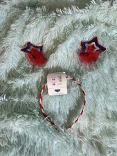 Celebrate Patriotic Headband Tinsel Star Hair Red White 4th Of July Party