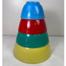 Pyrex Mixing Bowls 4 Nesting Primary Colors Vintage No Number Sunshine Mark