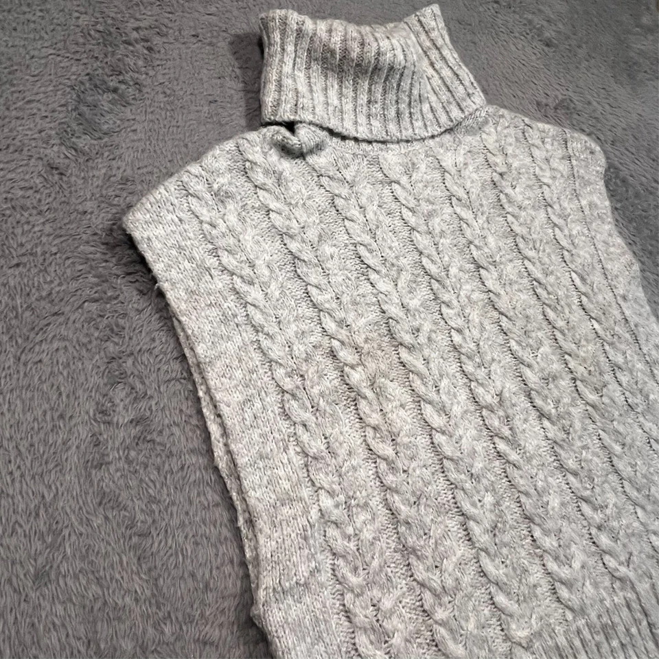 Joie Sleeveless Cable Knit Turtleneck Sweater Vest Women's XS Grey Wool Blend - Image 2 of 4