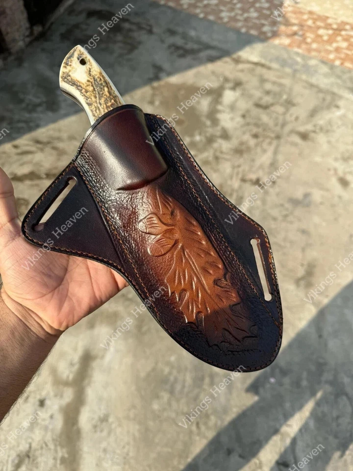 Custom Handmade Carbon Steel Stag Horn Handle Bowie Knife Hunting Survival Knife - Bild 3 von 4