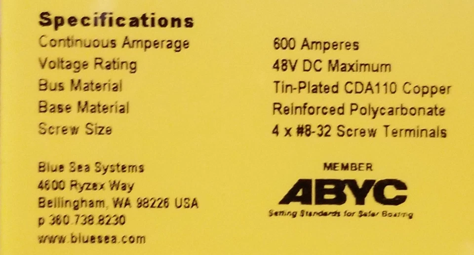 Blue Sea Systems 2104 Powerbar 600Amp Cable Connector 4 X 3/8-16 Stud Terminal - Imagem 4 de 4