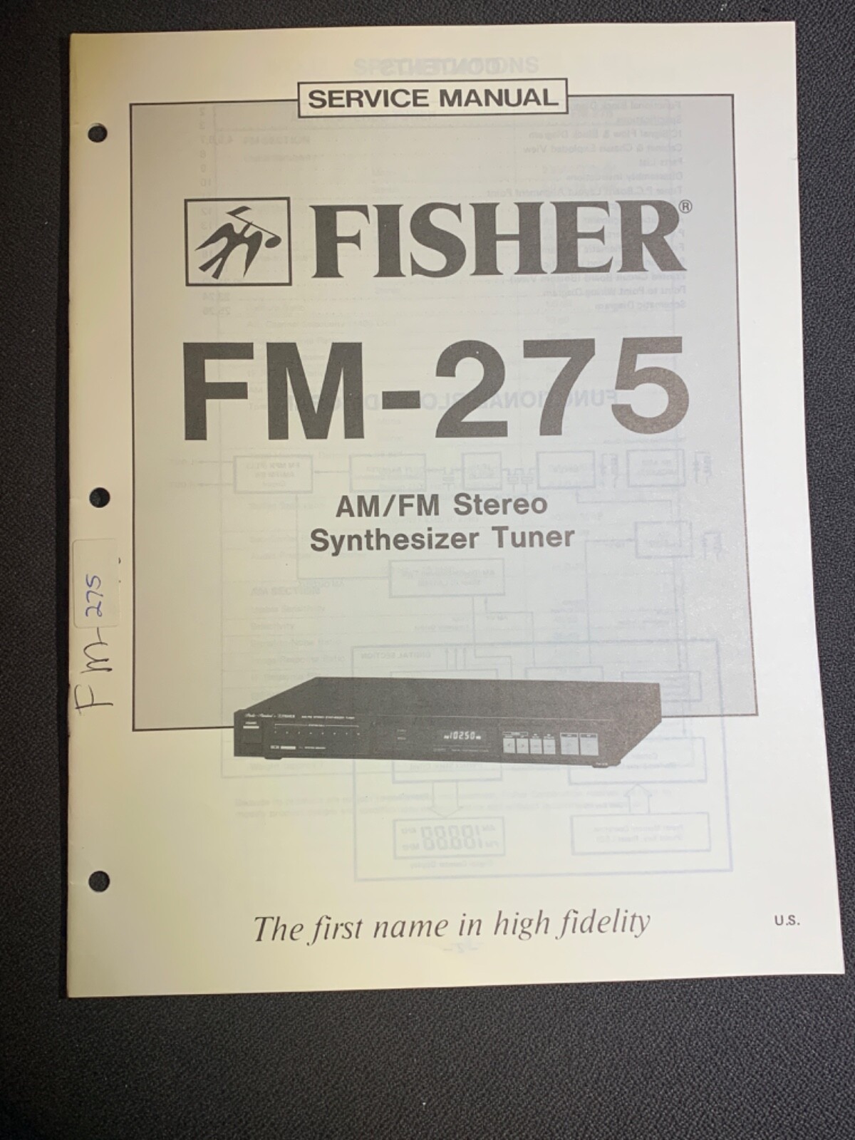 Fisher FM-275 AM/FM Stereo Tuner Original Synthesizer Model  