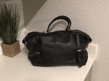 Ora Delphine Adele Black  Pebbled Leather Satchel Bag Purse $425