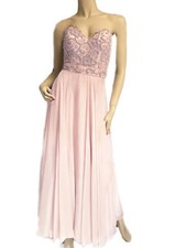 Sherri Hill Embellished Bodice Draped Chiffon Gown Dress Sz 2 Blush