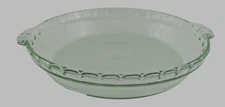 Martha Stewart Green Fluted Pie Plate Dish w/ Tab Handles 9.5" Glass