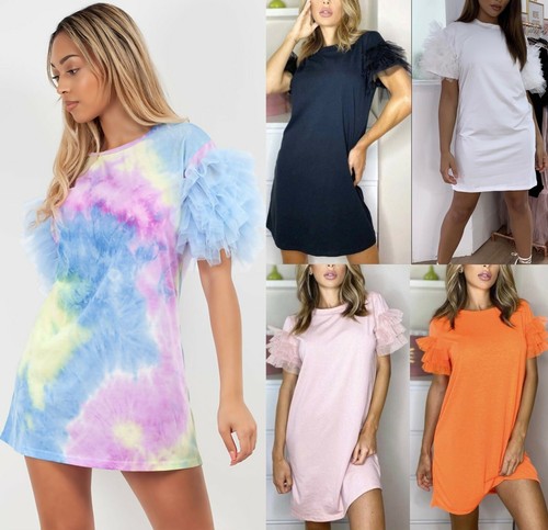 Women's Ladies Tulle Frill Ruffle Mesh 