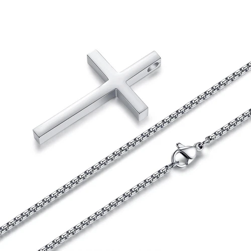 925 Sterling Silber Kreuz Anhänger Halskette Kruzifix 22 Zoll Kette Unisex Halskette - Bild 9 von 10