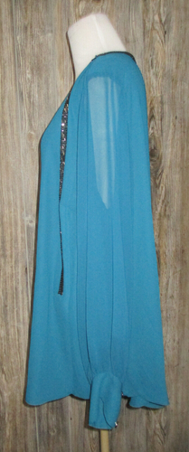 JENNIFER LOPEZ women's blouse tunic size 1x Teal Holiday Office Classic - Picture 2 of 13