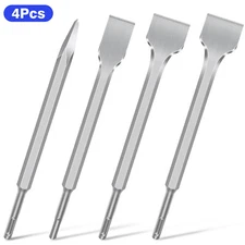 4pcs SDS plus Tile Point/Flat Chisel Set Concrete Drill Bit Rotary Hammer Bit