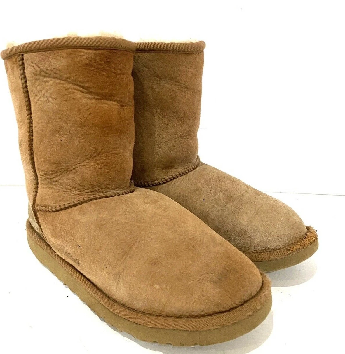 Stivali Ugg Australia pelle di pecora shearling castagno stivaletti scamosciati donna taglia 6