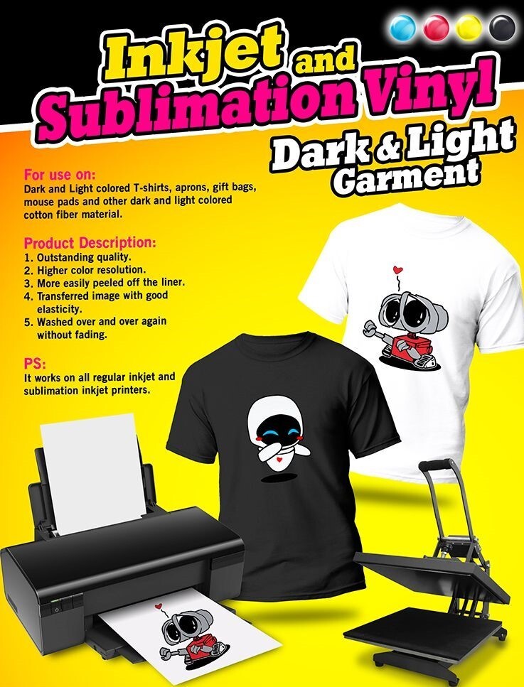 Inkjet And Sublimation Vinyl Dark And Light A4