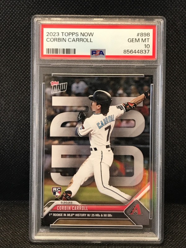 2023 TOPPS NOW Corbin Carroll RC #898 (1st RC in History w/ 25 HR 50 SB) PSA 10