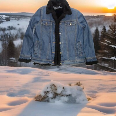 Dennis Basso Jean Jacket Womens Size Med Removable/Wearable Faux Fur  Liner/Vest