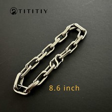 8mm Pure Titanium Chain Bracelet for Men's Flat O-Chain Anti Allergy 8.6 inches