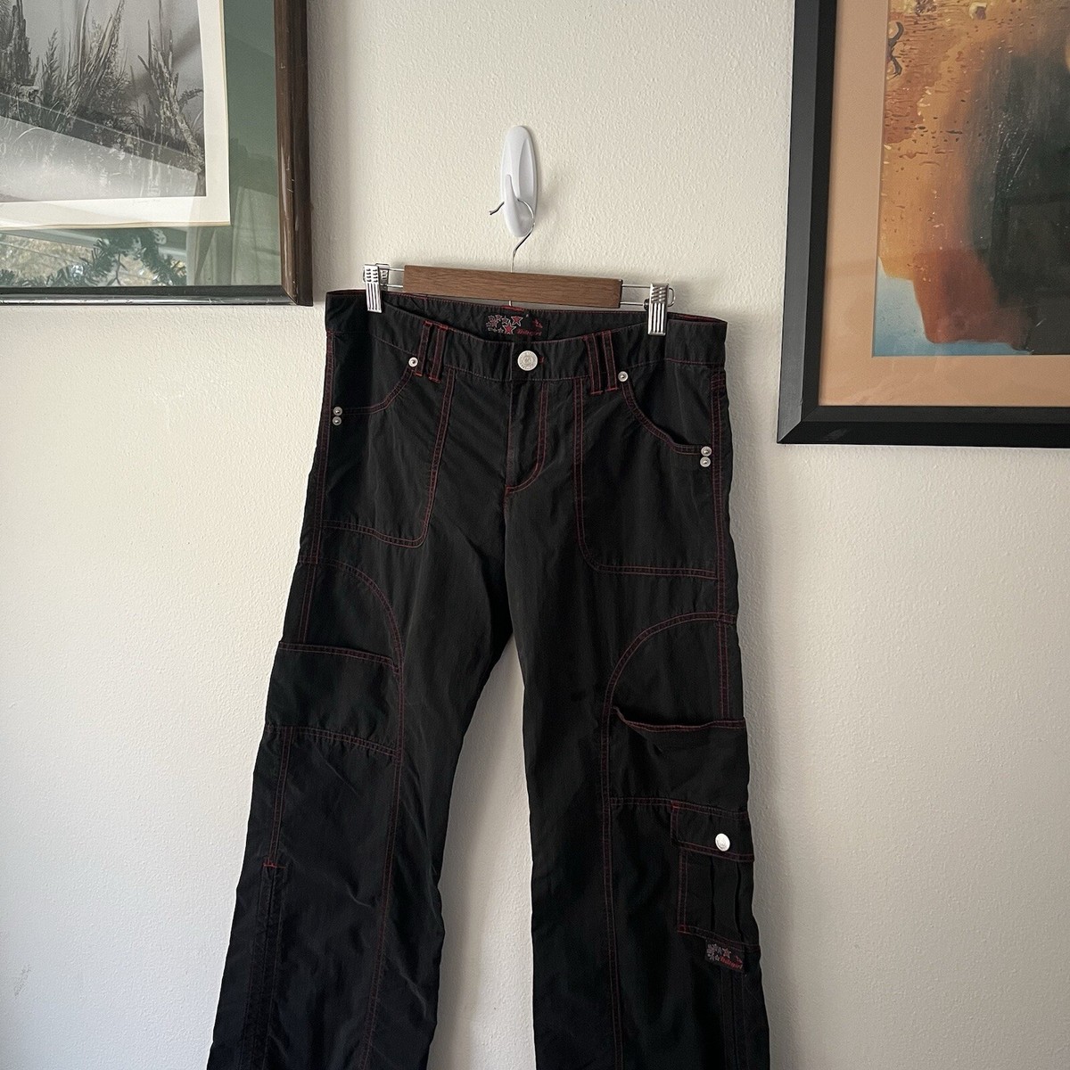 Y2K Black KikGirl Kikwear Baggy cargo rave pants Size 9 | eBay