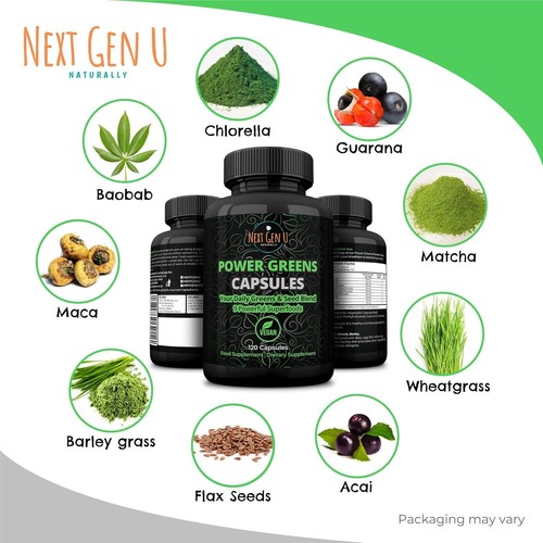Super Greens & Seeds Blend. Natural Superfoods x120 Capsules OR Spirulina Powder - Picture 8 of 11