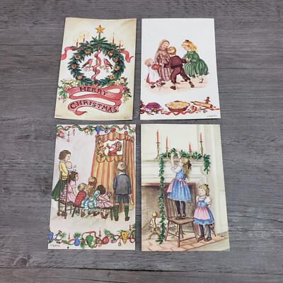 Tasha Tudor Christmas Cards Lot of 4 Vintage American Artists Group AAG