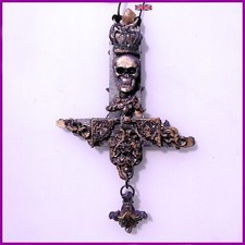 Gothic Cross Skull Skeleton Pendant Talisman Necklace Jewelry Occult Magick