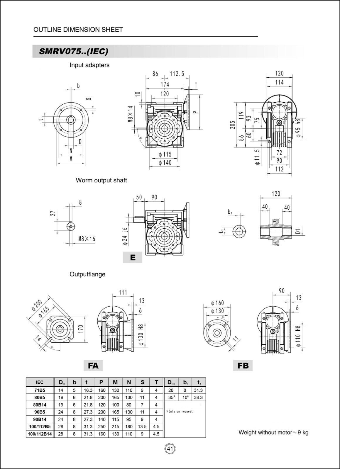 Worm Drive Gearbox NMRV075 7.51 ratio B5 Flange 28mm input shaft Speed