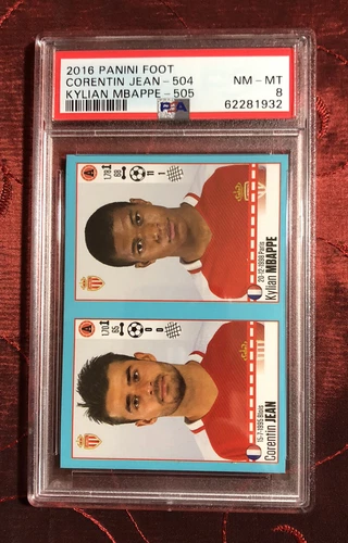 KYLIAN MBAPPE 2016/17 PANINI FOOT ROOKIE STICKER #505 RC FRANCE PSA 8