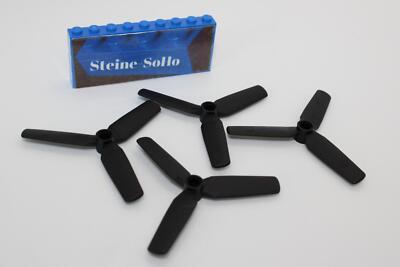 Lego (c) 4x Propeller Rotorblatt - 3 Flügel groß - schwarz - 15790 - hinge