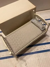 VTG  CONCORD DOLLHOUSE MINIS WHITE, BLUE Single BED #6254W  NIB,  LQQK!!