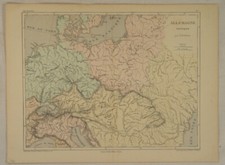 Schleswig-Holstein Nordsee Deutschland Orig. Landkarte 1855 Ostsee Rügen Alpen