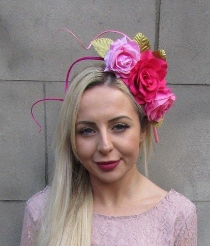 Hot Light Pink Gold Feather Flower 