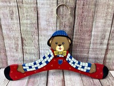Children  s Vintage Wooden Clothes Hanger Teddy Bear Hand Painted