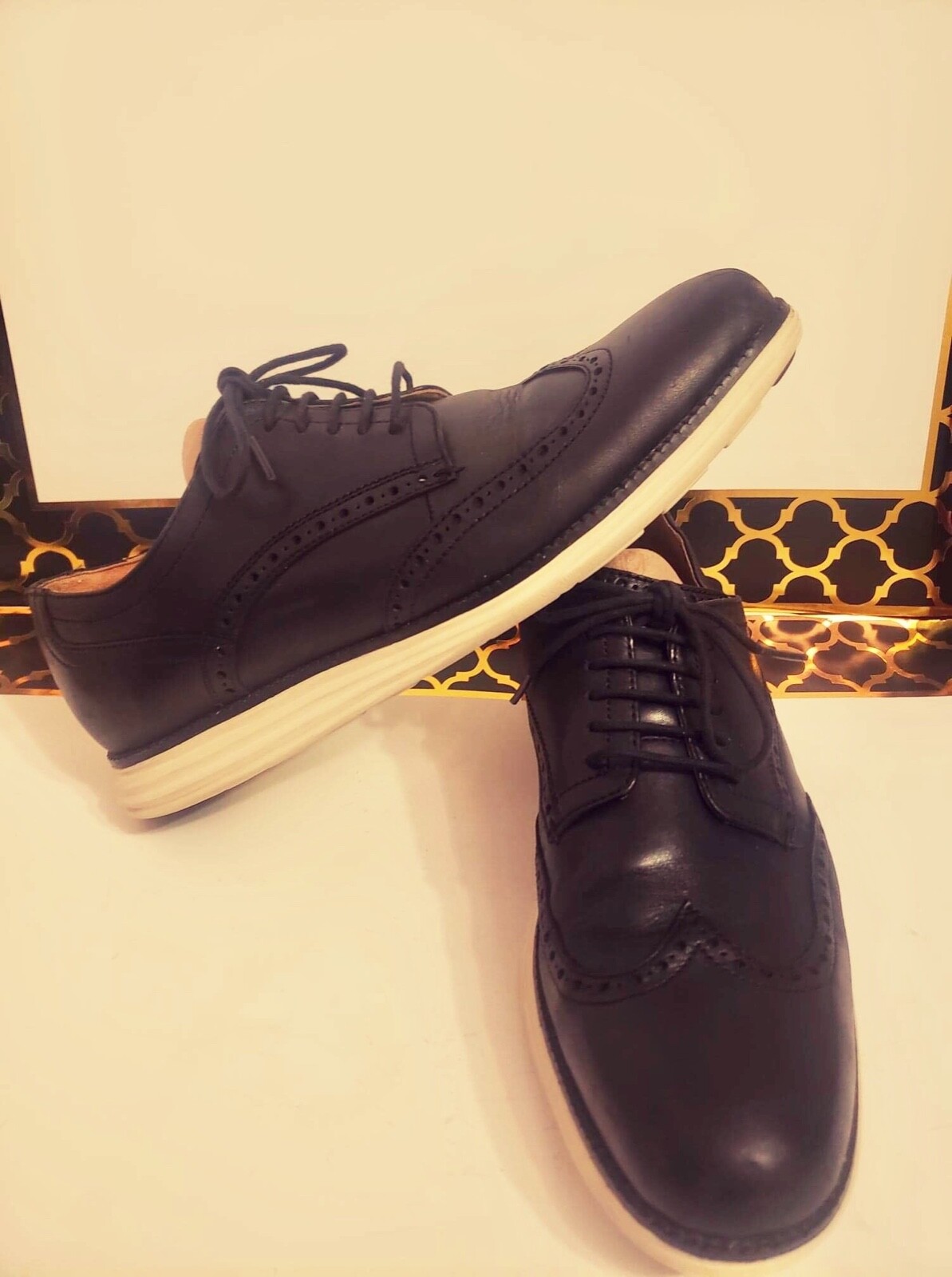 SAOLA Oxford uomo Cole Haan ZEROGRAND Grand OS punta alare nero bianco suola 10 M C24089