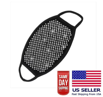 Clear Rhinestone Glitter Face Mask Super Soft Cotton Crystal US Seller Fast Ship