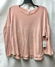 TIME AND TRU Light Coral Drop Shoulder Waffle Weave Lightweight Top Women 3XL 22