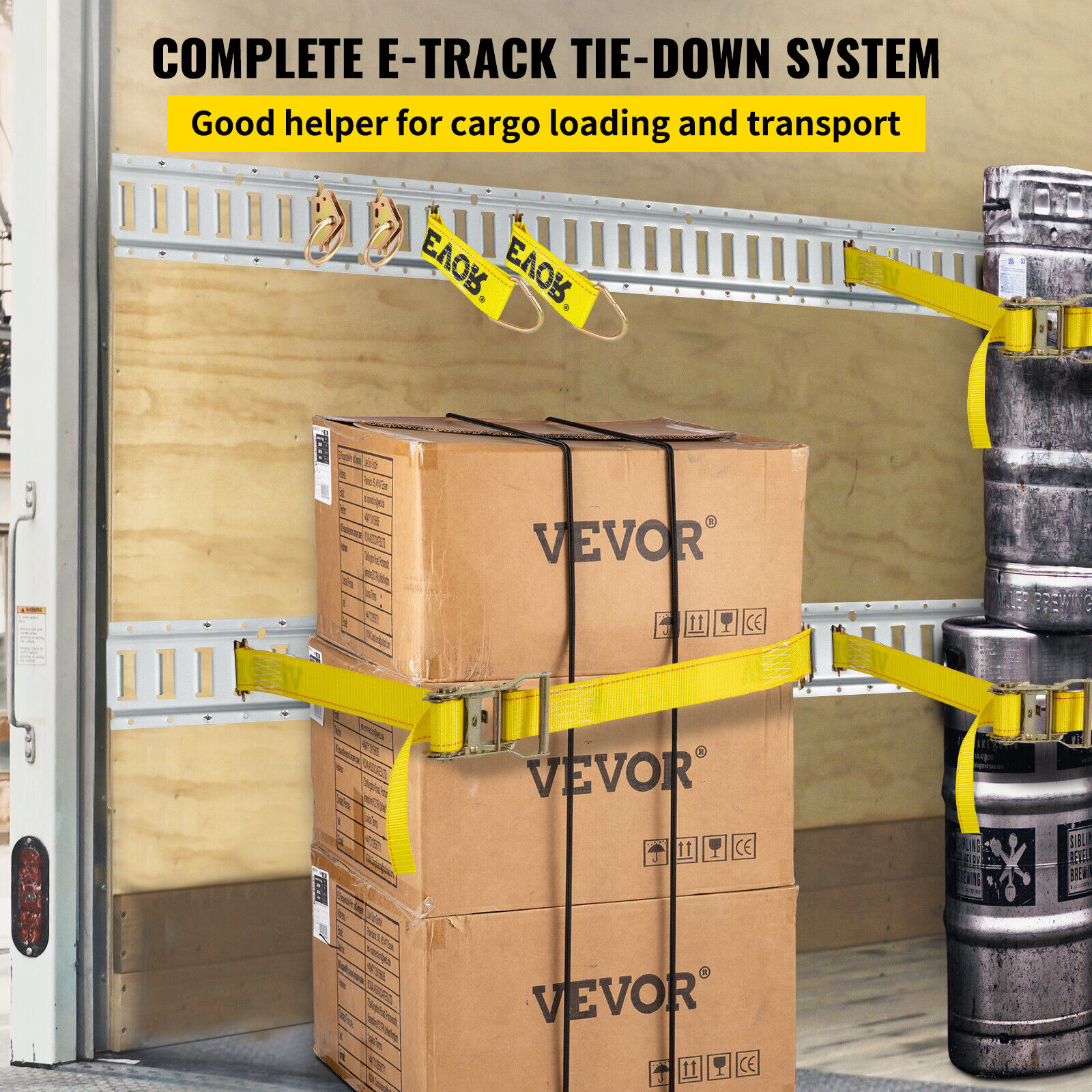 VEVOR E Track Tie Down Rail Kit 34PCs 5' E Track Rails Enclosed Cargo Trailer