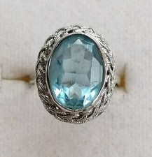 Antik Silber Ring 925 mit elegante groß Aquamarin, Gr.56, Art Deco, Top💞💞💞💞