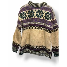 Vintage Handmade Ecuador 100 Wool Fair Isle Sweater L Oversized Ski Chunky Knit