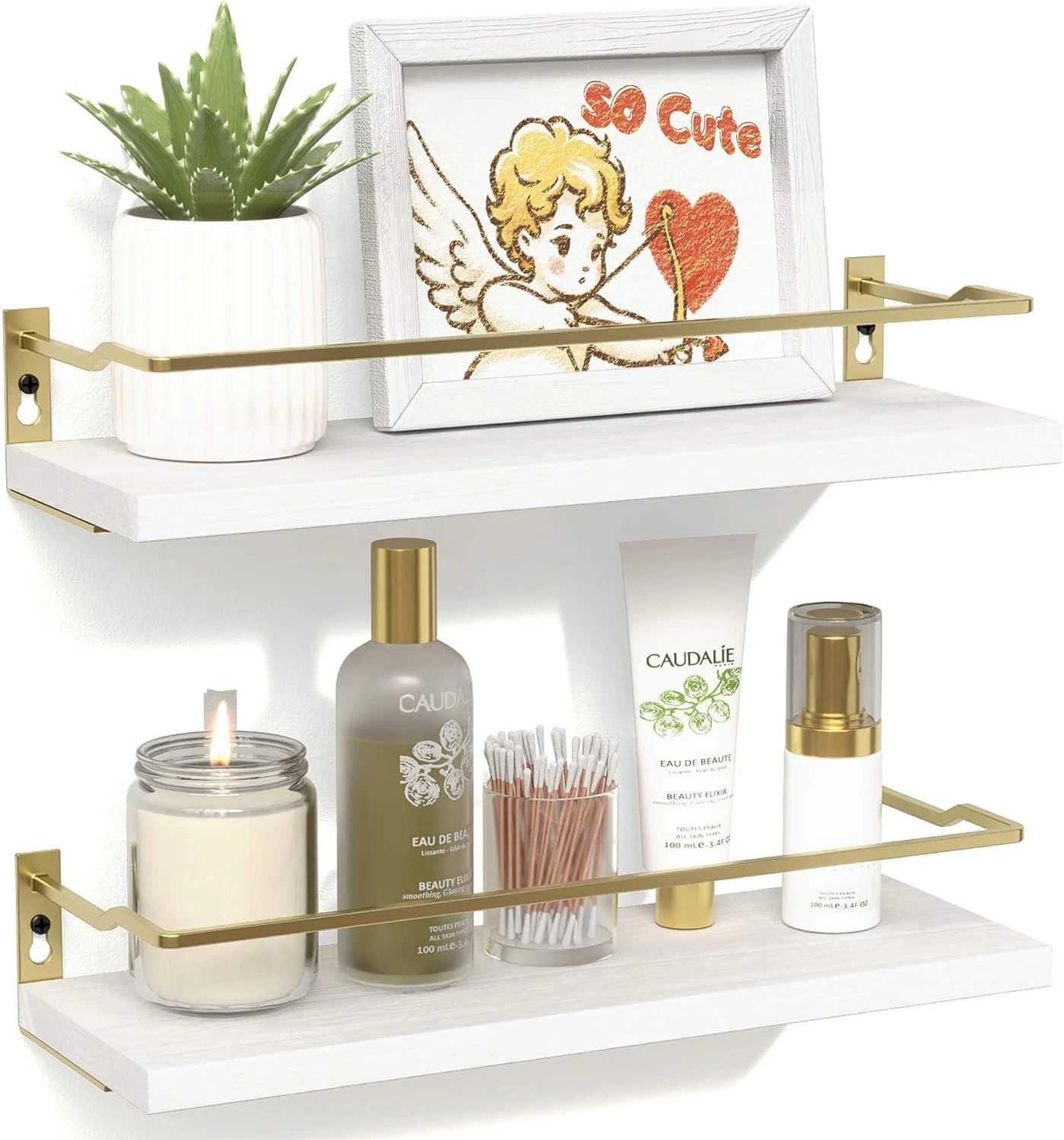 Bathroom Shelves, Small Floating Wall Shelf for Bathroom Decor, Wall Mounted Woo