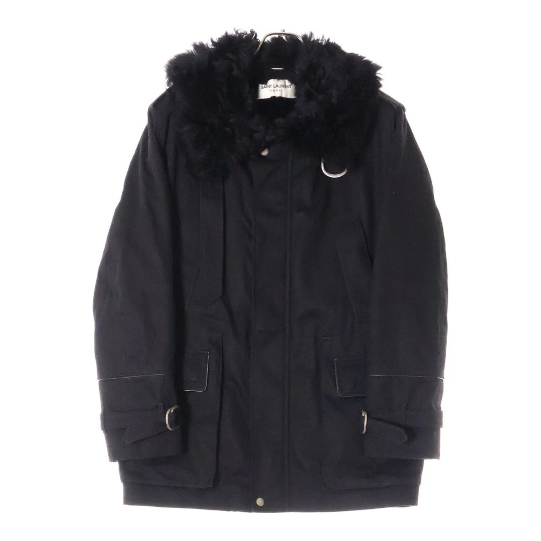 SAINT LAURENT (YSL) Giacca militare SAINT LAURENT PARIS WZIP pelliccia di agnello Mouton nero 616419 Y9B07 usata