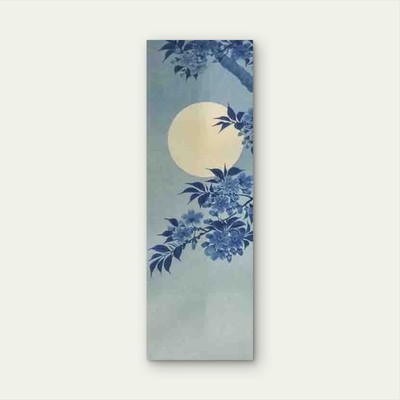Panoramic Moon and Flower Branch Canvas Print Wall Art Home Decor
