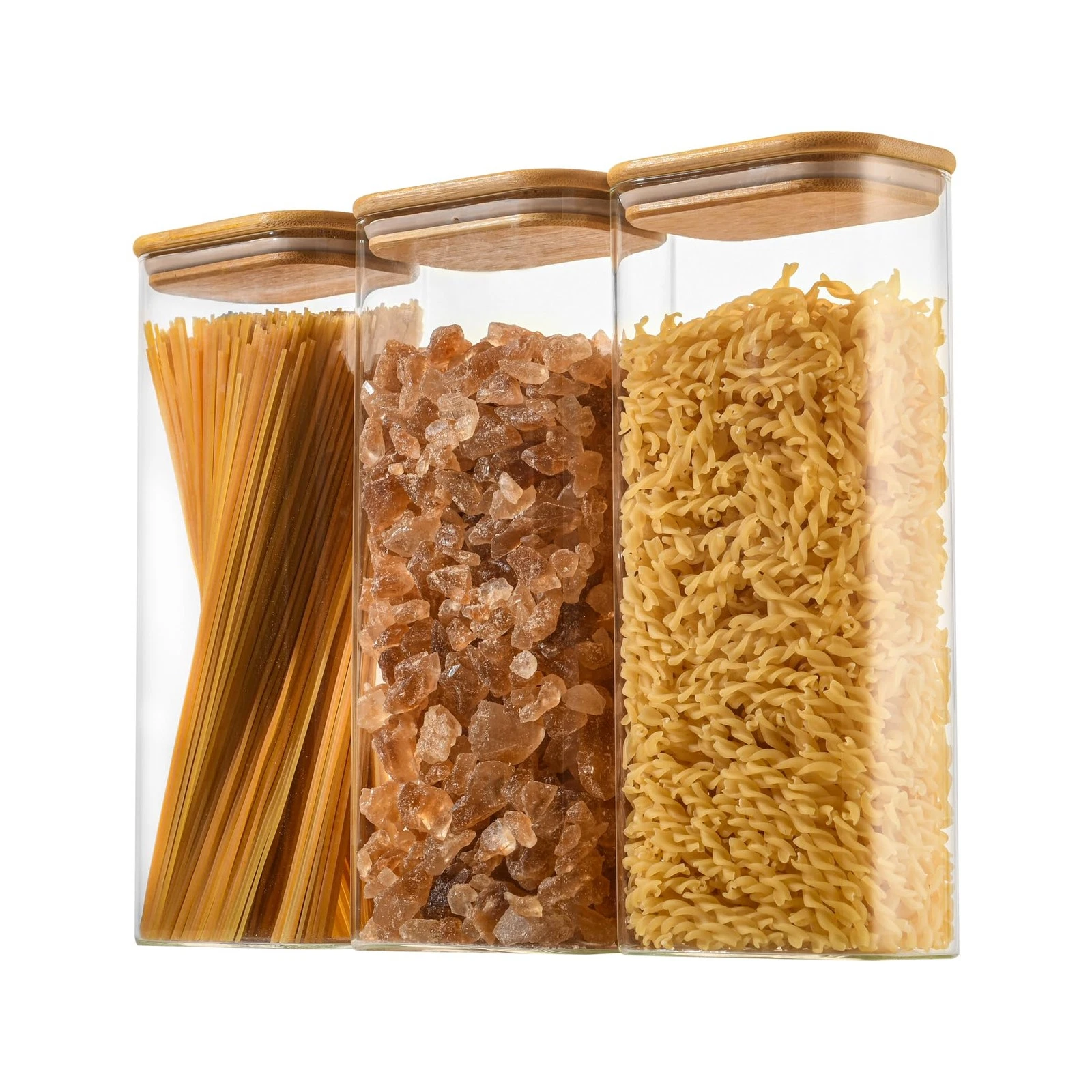 71oz Rectangle Airtight Glass Storage Containers with Lids (Set of 3), Square...