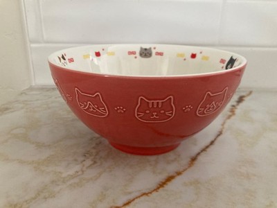 FUKU FUKU NYANKO KITCHEN Ceramic Cat Noodle Bowl 7 1/8''