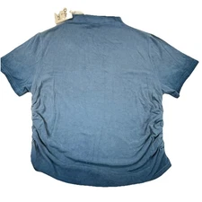 Davi & Dani Top Gathered Sides Sz L Ombré Blue High Neck New