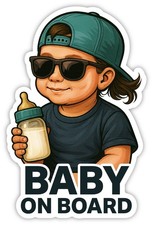 Baby on Board - Kind im Auto Autoaufkleber Fenster Sticker 15x10 cm Junge