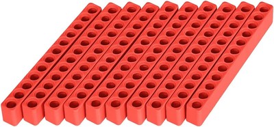 Toolcool 10 Pcs 12 Holes Hex Bit Holder Organizer Screwdriver 12 Holes, Red 
