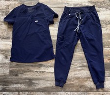 Figs Technical Collection Scrub Set Navy Blue Catarina Top Zamora Joggers Sz XS