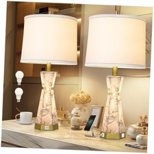 Natural Alabaster Table Lamp,Living Room Lamps Set of 2,Nightstand Lamp Gold-1